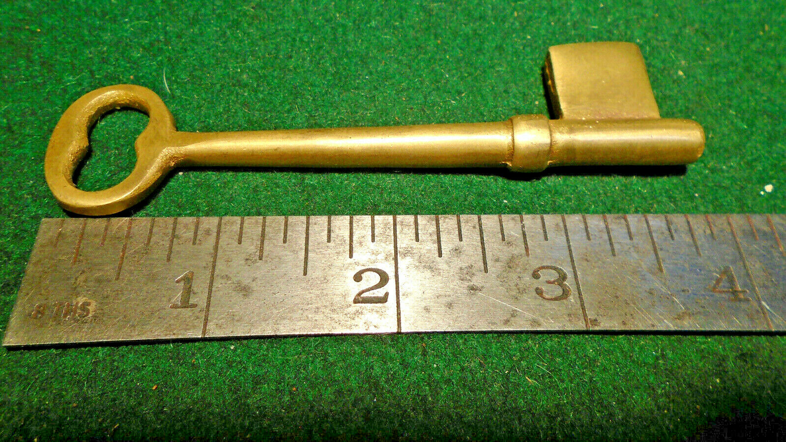 3 7/8" BRASS BIT KEY BLANK with TAPERED END - PERFECT for OLD RIM LOCKS (33090)